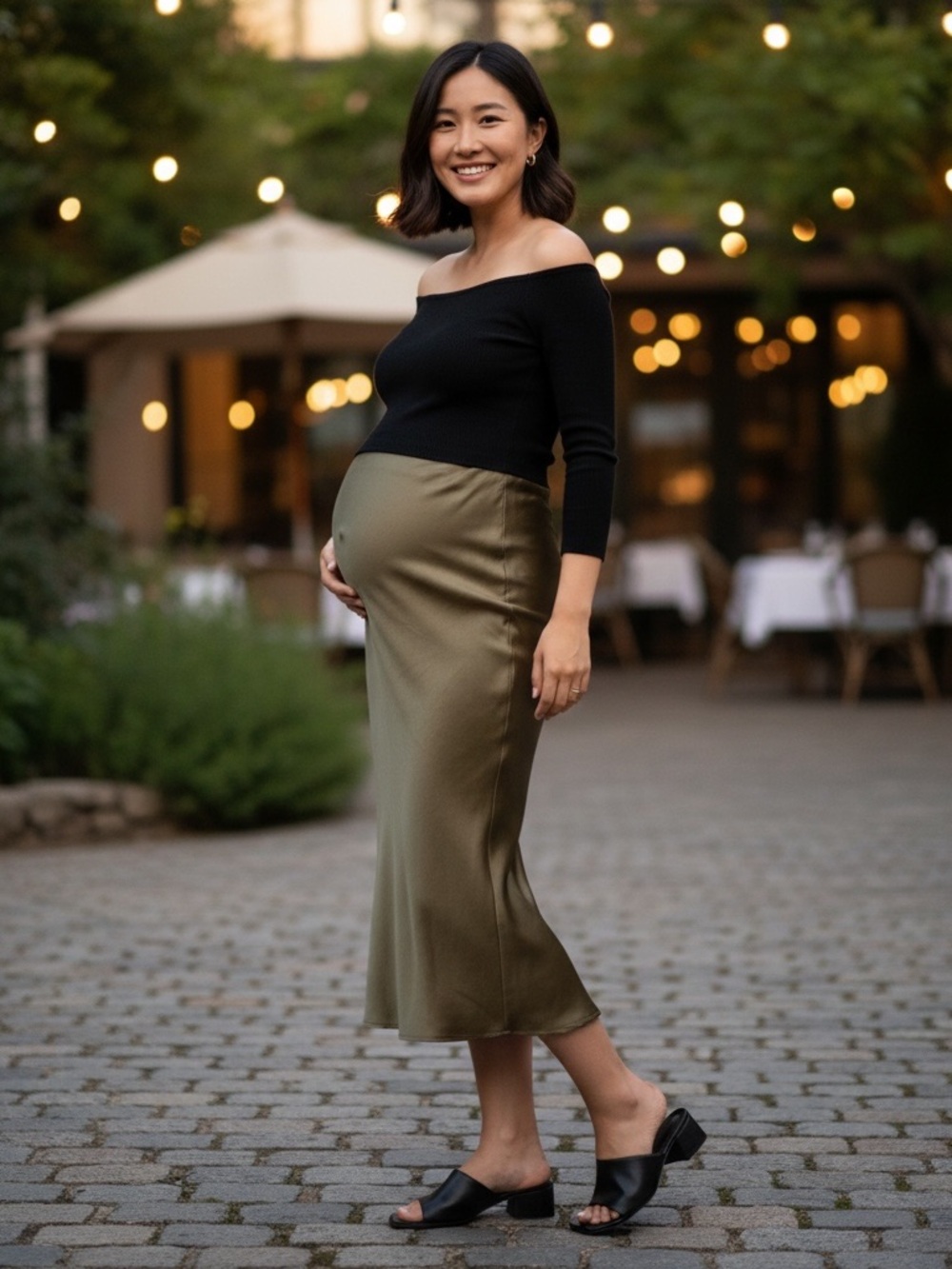 Hatch‎ Black Off-the-Shoulder Top maternity size L